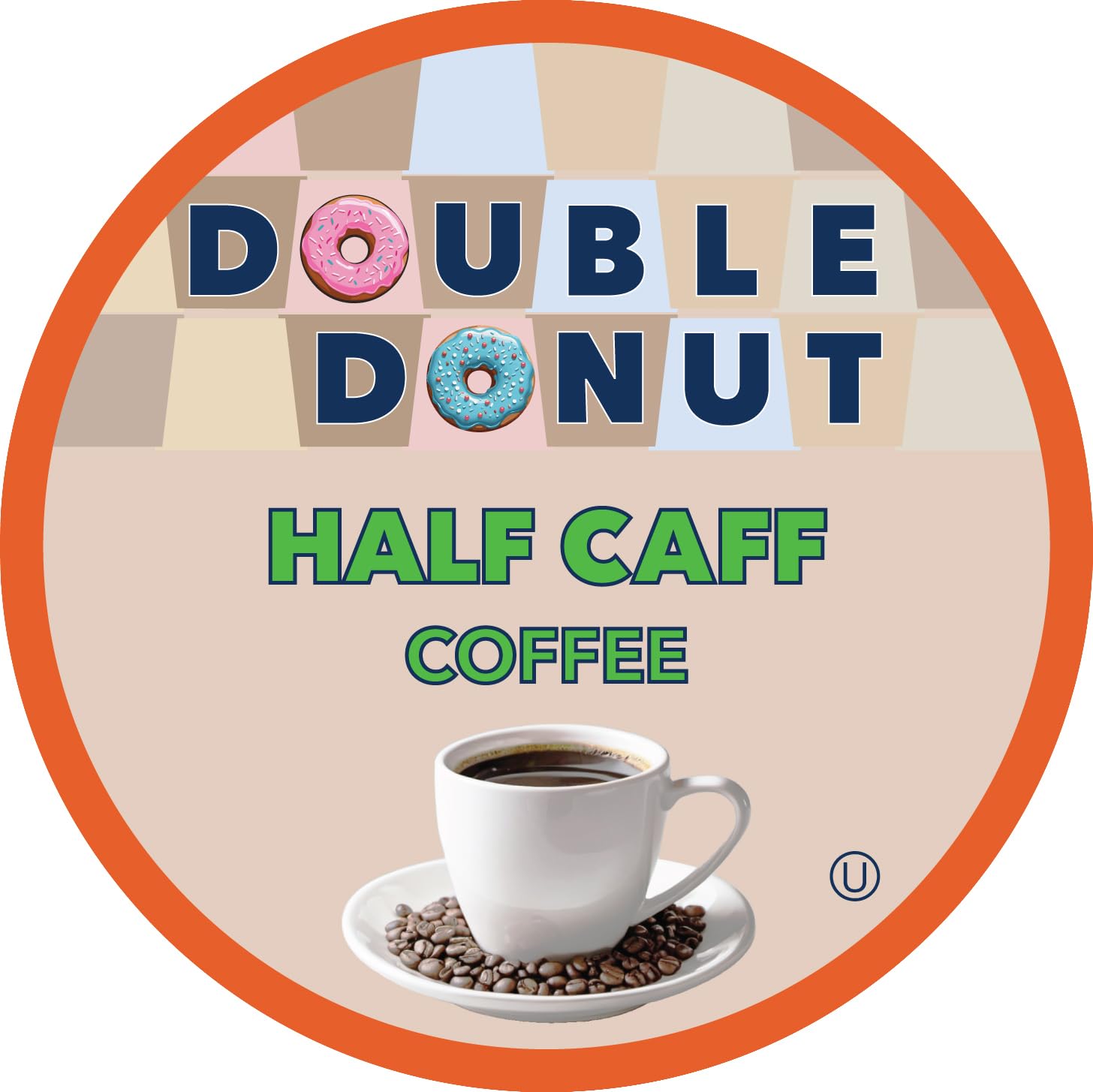 Double Donut Coffee Half Caff Coffee Pods, Single Serve Half Caffeine Coffee Pods For Keurig K Cup Brewers, Medium Roast, 80 Count