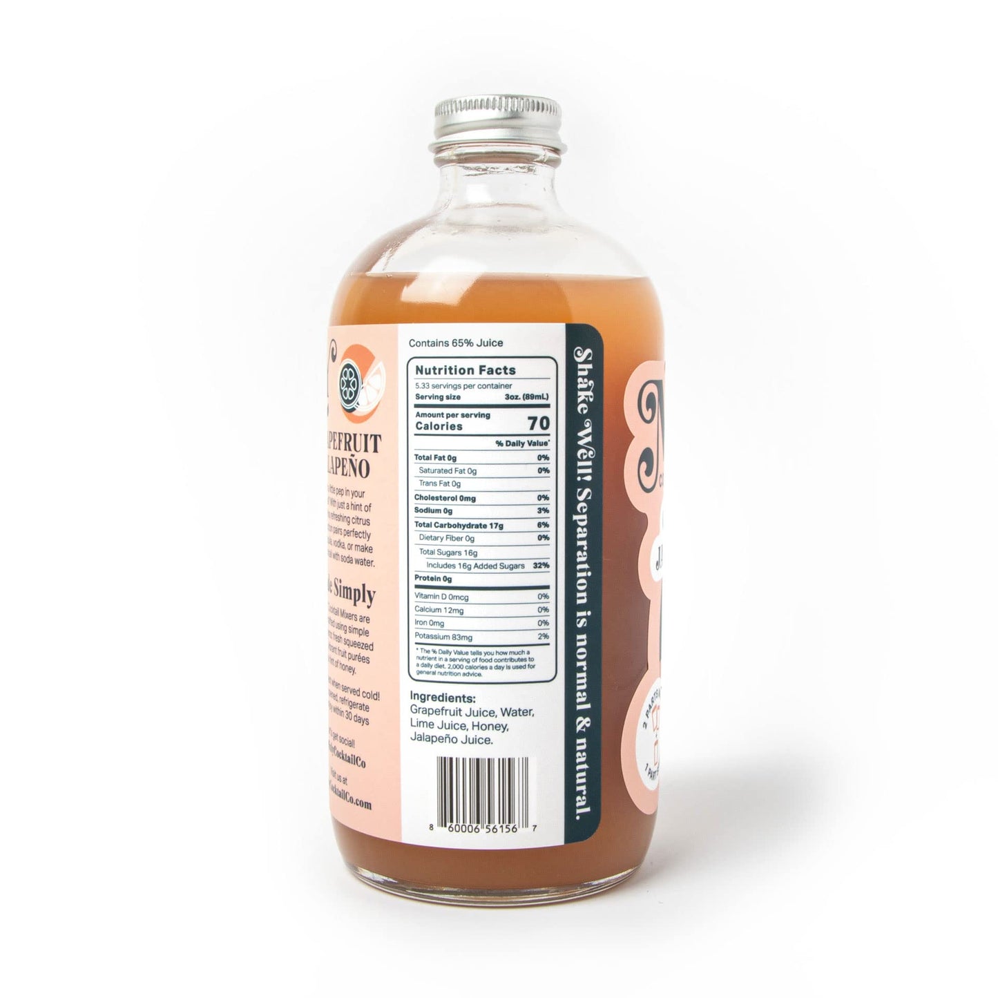 Mixly Grapefruit Jalapeño Mixer, Spicy Margarita Mix, Paloma, Made with Fresh Squeezed Juice, Ready to Drink, Use with Vodka, Tequila, Soda Water, 16