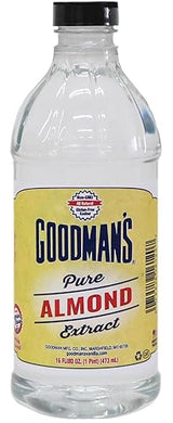 Goodman's Pure Almond Extract - Gluten-Free, Non-GMO, Kosher, Low Carb & Low Calorie - Ideal for Baking, Cooking, and Beverages - No Artificial