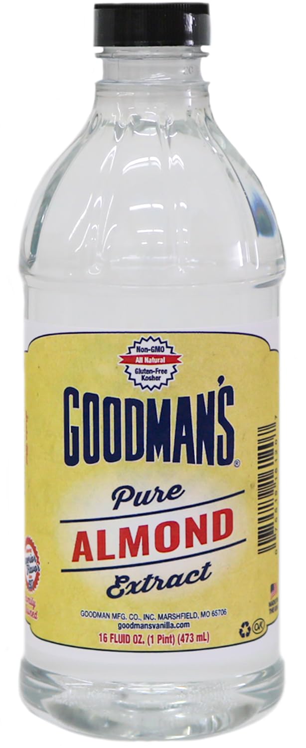 Goodman's Pure Almond Extract - Gluten-Free, Non-GMO, Kosher, Low Carb & Low Calorie - Ideal for Baking, Cooking, and Beverages - No Artificial