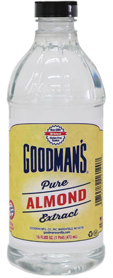 Goodman's Pure Almond Extract - Gluten-Free, Non-GMO, Kosher, Low Carb & Low Calorie - Ideal for Baking, Cooking, and Beverages - No Artificial