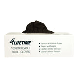 4Lifetime - Small/Medium Size, Industrial Black Nitrile Gloves, Rip & Chemical Resistant, Latex-Free, Powder Free, Disposable Gloves, Fingertip