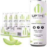 UPTIME Energy Drink, Sweet Summer Melon Sparkling, 12 Pack, Vitamin C, L Theanine, Calcium, Sugar Free Energy Drinks for Focus Support, 142mg