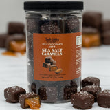 Taste Valley Dark Chocolate Sea Salt Caramels - 36 oz Bulk Resealable Jar - Soft & Chewy Gourmet Candy - Rich & Decadent Treats for Holidays, Gifts