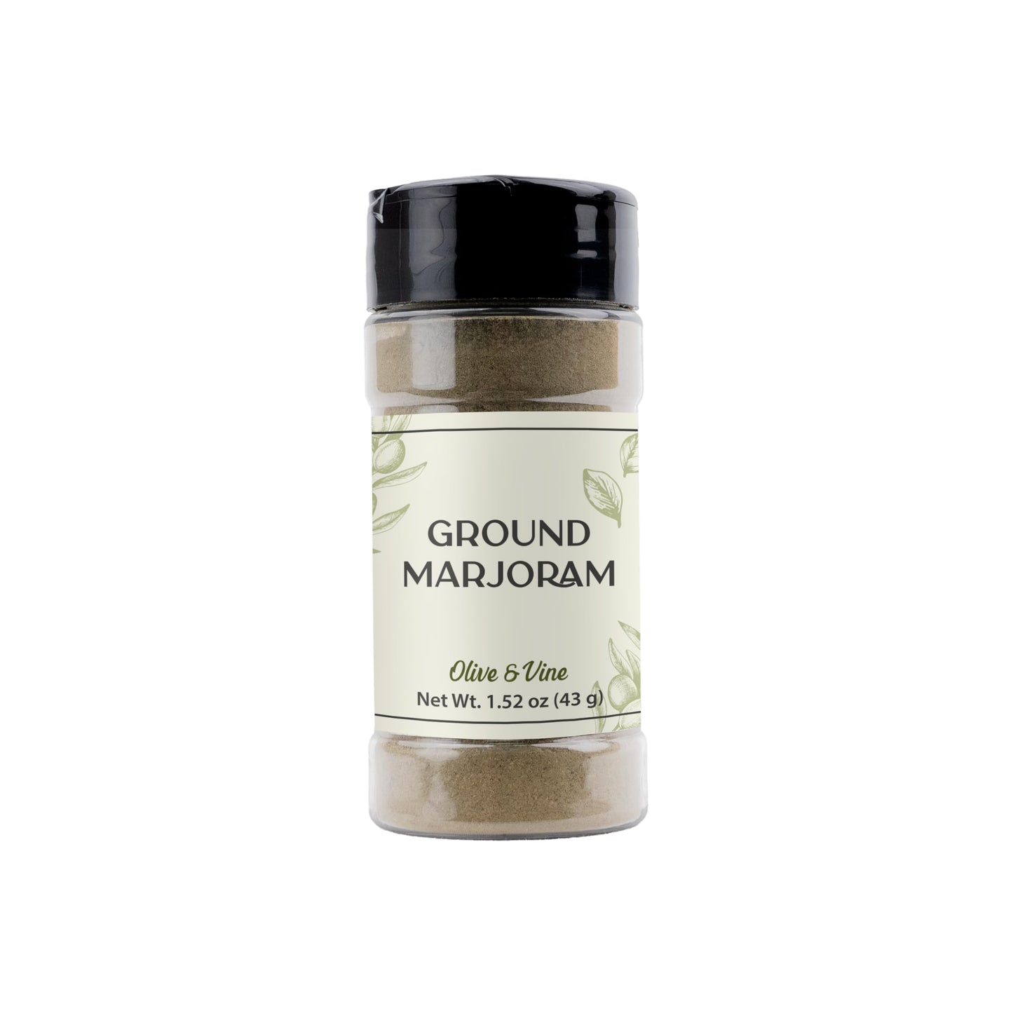 Olive & Vine Ground Marjoram, Earthy & Sweet, Seasoning for Soups, Stews, and Roasts, With Rich Tradition, Authentic Taste, For Global Recipes (1.52