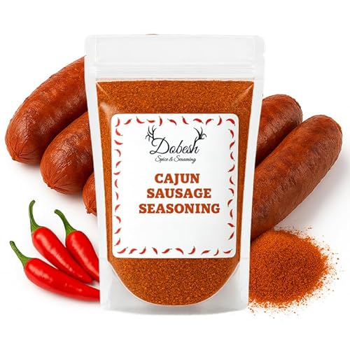 Dobesh Cajun Sausage Seasoning Mix with Cure, Authentic Louisiana Style Spice Blend for Homemade Smoked Sausage and Andouille, Great for Pork, Beef