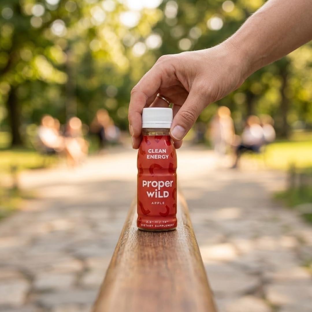 Proper Wild Shot Energy Apple 2.5 fl oz - Energy Shots - Proper Wild Juice Shots - Focus Factor for Work and Study - Pack of 2