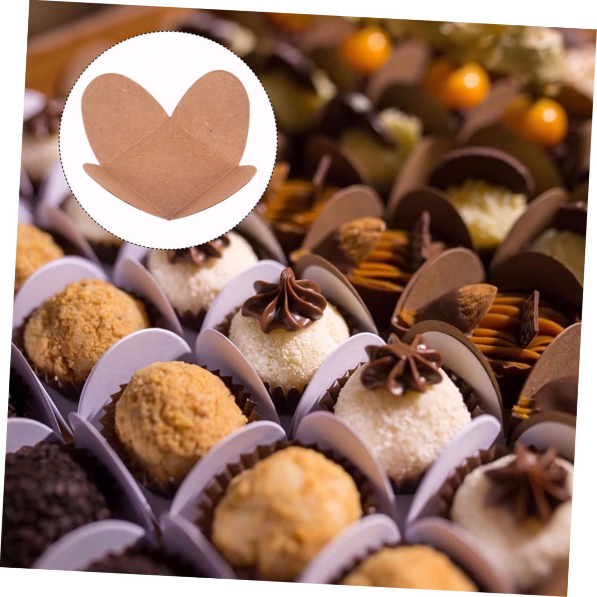 Alipis 50Pcs Environment-friendly Chocolate Compartment Trays Paper Wrapping Bases for Truffle Packaging Candy Holder Liners Separate Dessert Candy
