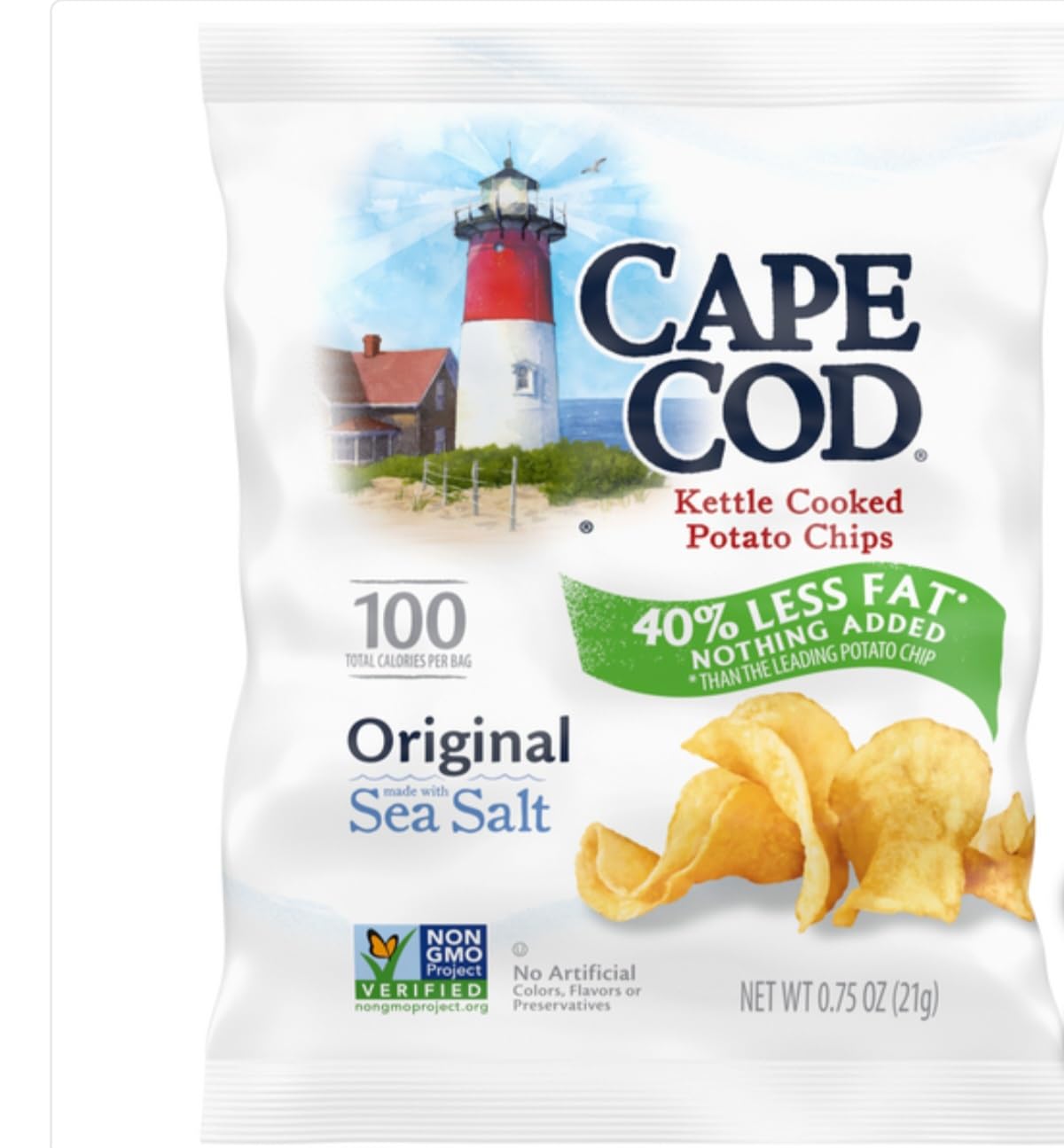 Cape Cod Kettle Cooked Potato Chips, Original, 0.75 oz, 24 ct