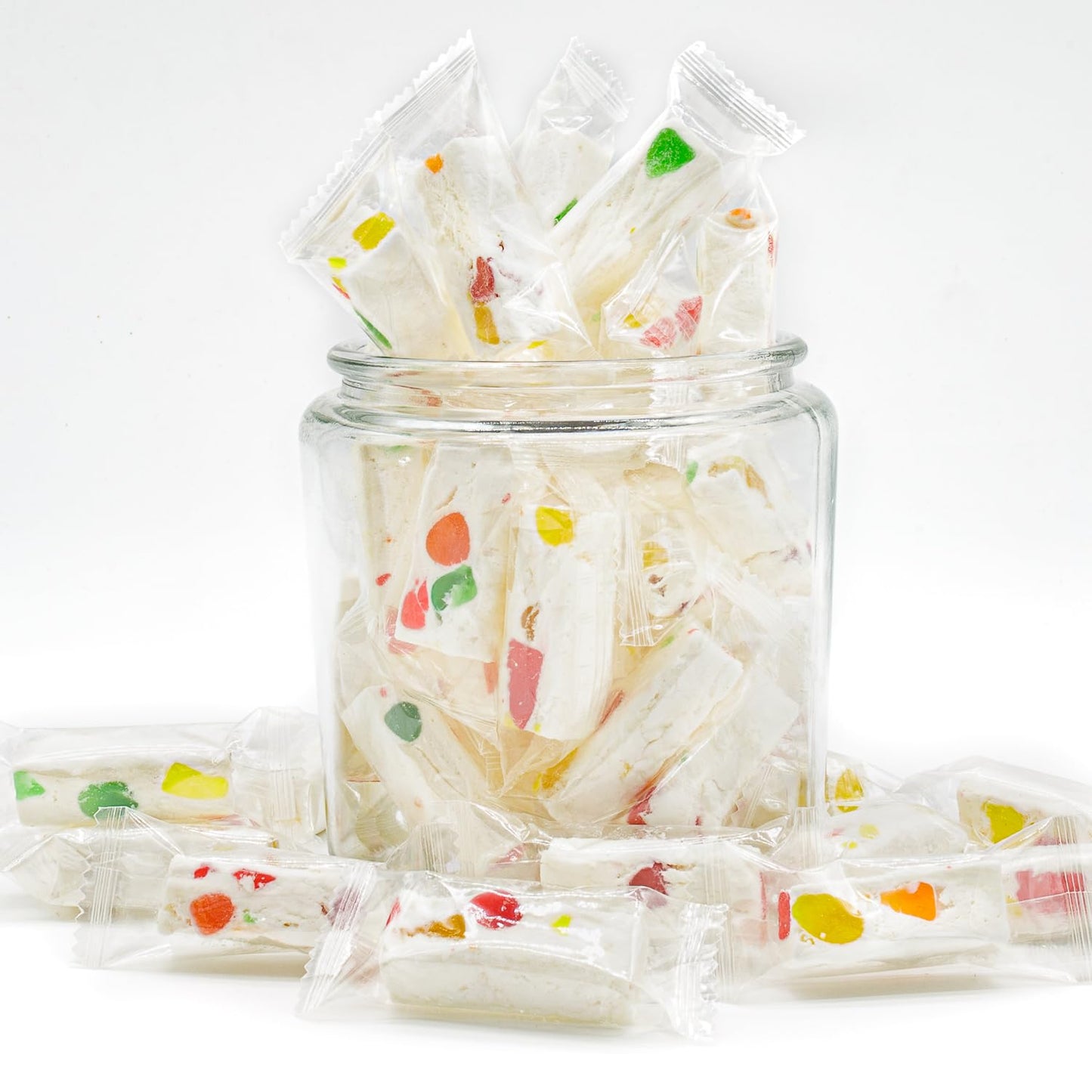 JUJUBE NOUGAT Candy 1 lb - with Jelly Fruit Pieces, Anti Melt Pack, Individually Wrapped, Gluten Free, Bulk Soft Candies in Resealable Bag