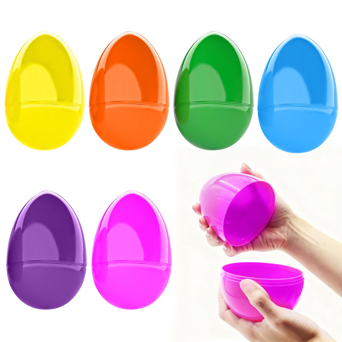 YHDZSWGZS Easter Eggs 6 Inch Giant Eggs 6 Vibrant and Brightly Colored Plastic Easter Eggs Great for Easter Egg Hunts, Surprise Eggs, Easter Egg Hunt
