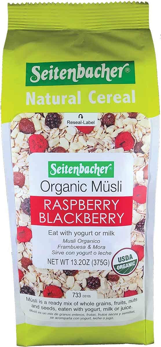 Seitenbacher Organic Muesli Natural Cereal, Raspberries and Almond, 13.2 Ounce (Pack of 6)