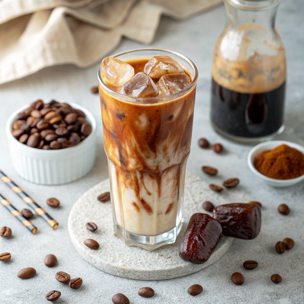 Pop & Bottle Oat Milk Latte - Cold Brew with Lion's Mane & Reishi, MCT Oil, Organic, Dairy Free, Gluten Free, Sweetened with Dates - Caramel, 8 Fl Oz