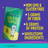 Fillo's Walking Tamales, Salsa Verde, Pk of 7, Ready-to-Eat, Delicious, Gluten-Free, Preservative-Free, No Added Sugar, Vegan Tamales, Microwavable