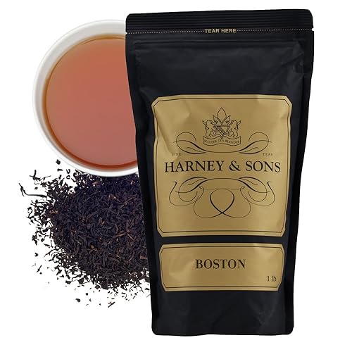 Harney & Sons Boston Blend Loose Leaf Black Tea - Cranberry Vanilla Almond Flavored Tea, Caffeinated, 16 oz Bag