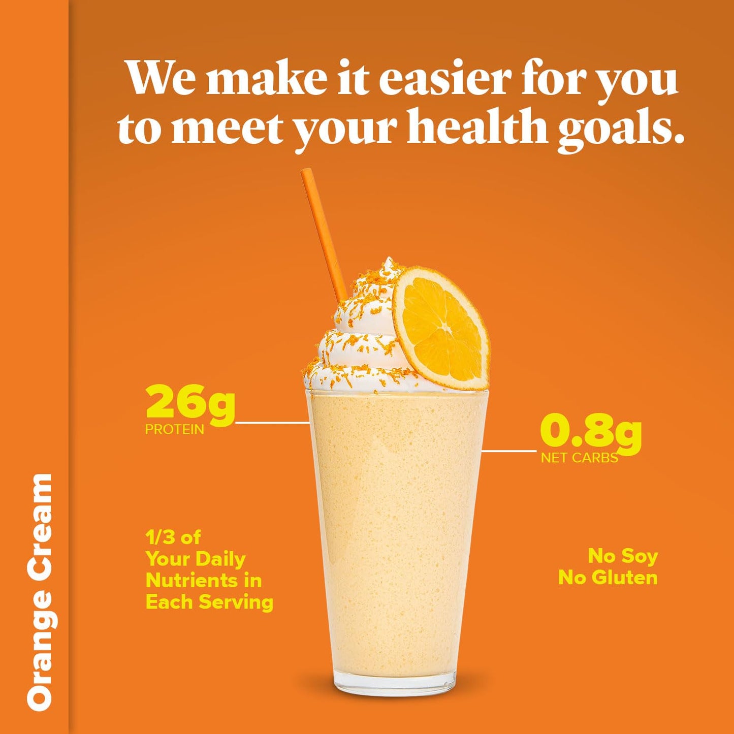 Keto Chow Orange Cream Meal Replacement Shake Powder, Nutritionally Complete Low Carb Meal, High Protein Breakfast or Lunch Replacement, Gluten Free