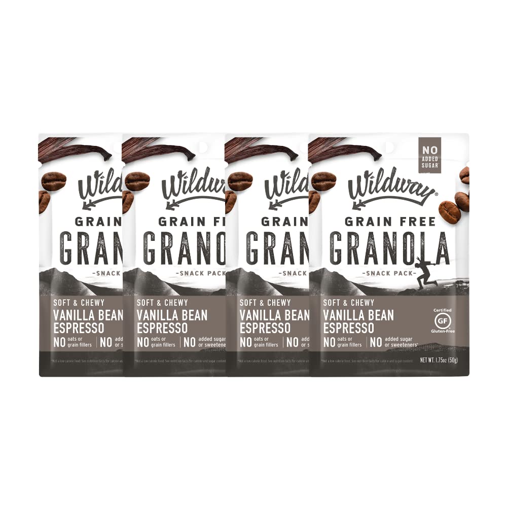 Wildway Keto Granola Snack Packs| Vanilla Bean Espresso | Grain-Free Certified Gluten-Free Cereal | Vegan, Low Carb & No Sugar Added | Paleo-Friendly