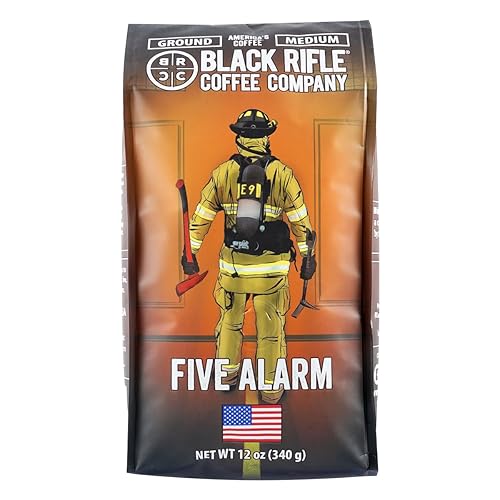 Black Rifle Coffee Company Five Alarm, 12oz Bag, Ground Coffee Medium Roast - Roasted Blend Made from Arabica Beans - Colombian & Brazilian Beans