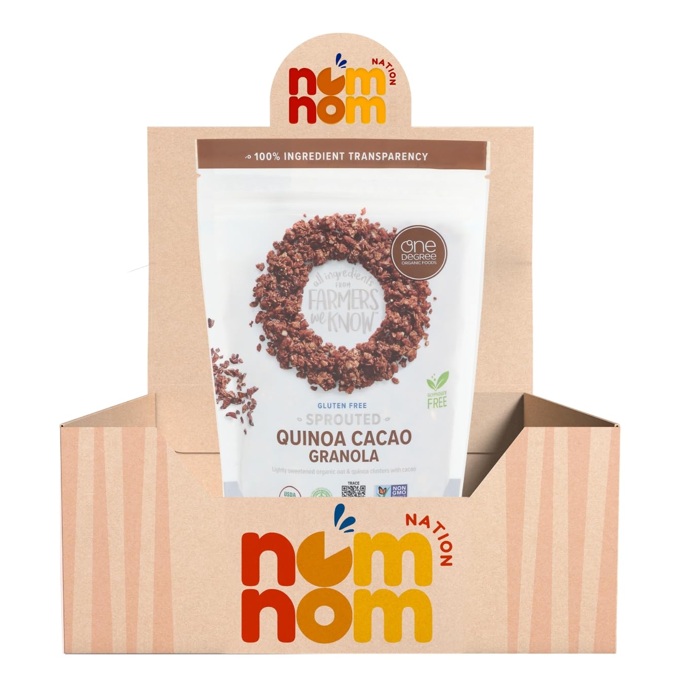 One Degree Granola Quinoa Cacao Org - 11 oz Organic Cereal - Pack of 1 - Protein Granola and Protein Cereal - Healthy Cereals Breakfast and Oat