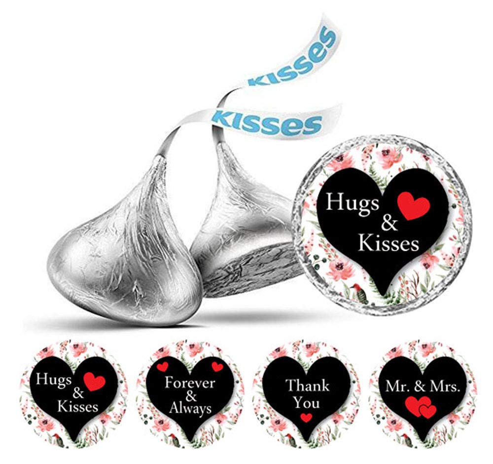 Darling Souvenir 190 Pcs Black Pre-Wedding Celebration Candy Drop Stickers - Self-Adhesive Mini Chocolate Wrappers for Bridal Shower, Bride Tribe