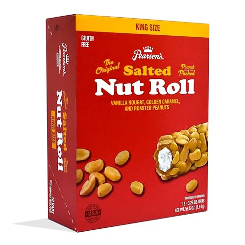 Pearson's King Original Salted Nut Roll | Loaded With Crunchy Roasted Peanuts, Golden Caramel, and Chewy Nougat | Pack of 18-3.25 oz. King-Sized Candy