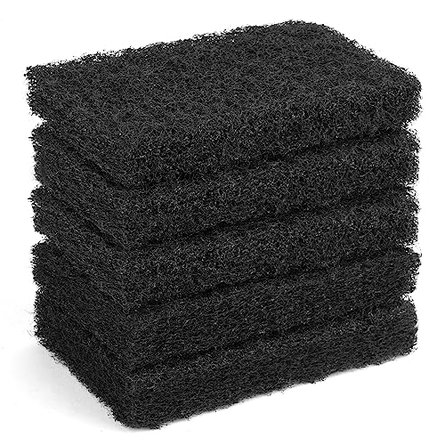 Heavy Duty Nylon Scour Pads Replacement Scrubber, Black 5 Pack 5.5 * 3.15 Inch