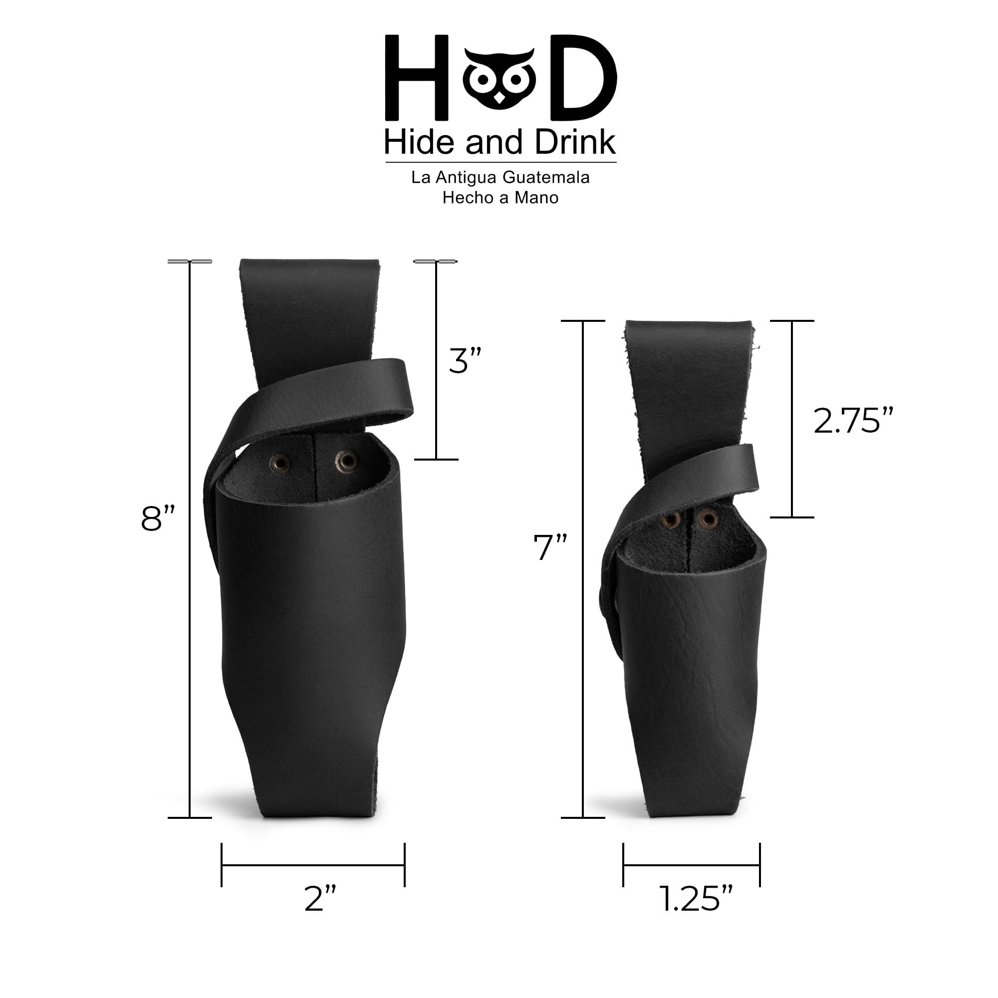 Hide & Drink, Set of 2 Hot Sauce Holsters 5oz & 2oz Bottle Belt Sheath, Compatible with Tobasco Cholulah Sriracha Hot Sauce, Bottle Holder, Full Grain