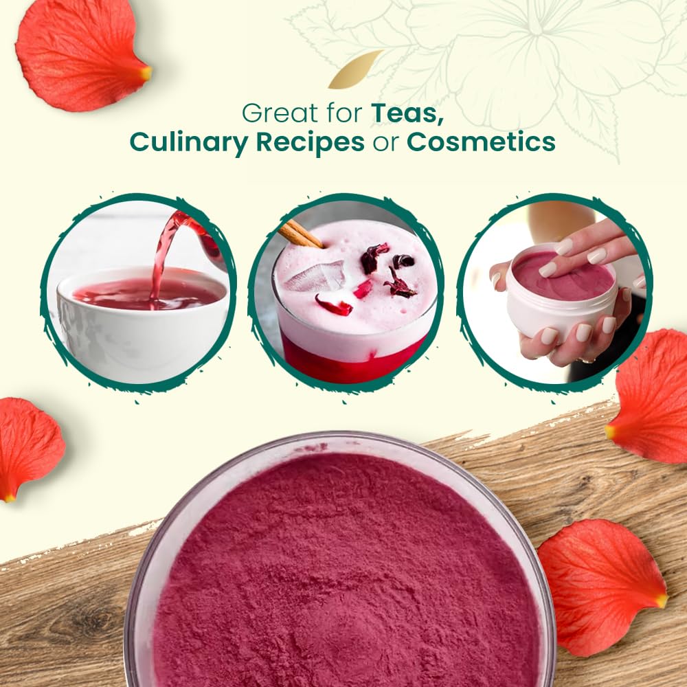 Hibiscus Powder for Hair & Face (Gudhal) - 100% Pure Hibiscus Sabdariffa Powder, Supports Fuller-Looking Hair & Fresh-Looking Skin | Non-GMO