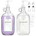 2 Pcs Glass Liquid Laundry Detergent Dispenser, Half Gallon Laundry Soap Dispenser for Laundry Room (64 oz. Each), Laundry Detergent Bottles with Pump