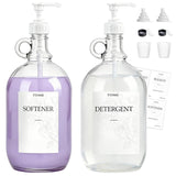 2 Pcs Glass Liquid Laundry Detergent Dispenser, Half Gallon Laundry Soap Dispenser for Laundry Room (64 oz. Each), Laundry Detergent Bottles with Pump