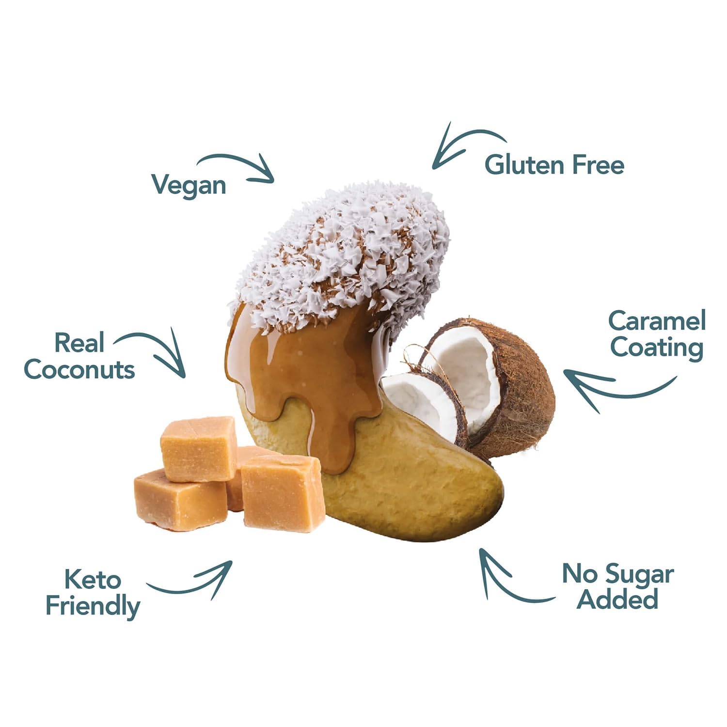 Earthside Farms Coconut Caramel Cashews Snack Packs, No Sugar Added Keto Friendly Nuts, Vegan Gluten Free Non GMO Low Carb Snack, Plant Protein Treat