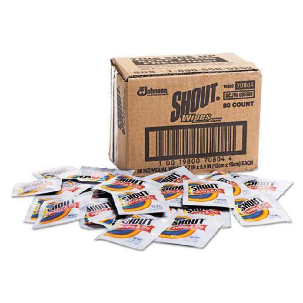 SC Johnson Shout 686661 Wipe & Go Instant Stain Remover, 4.7 x 5.9, 80 Packets, Pack of 1