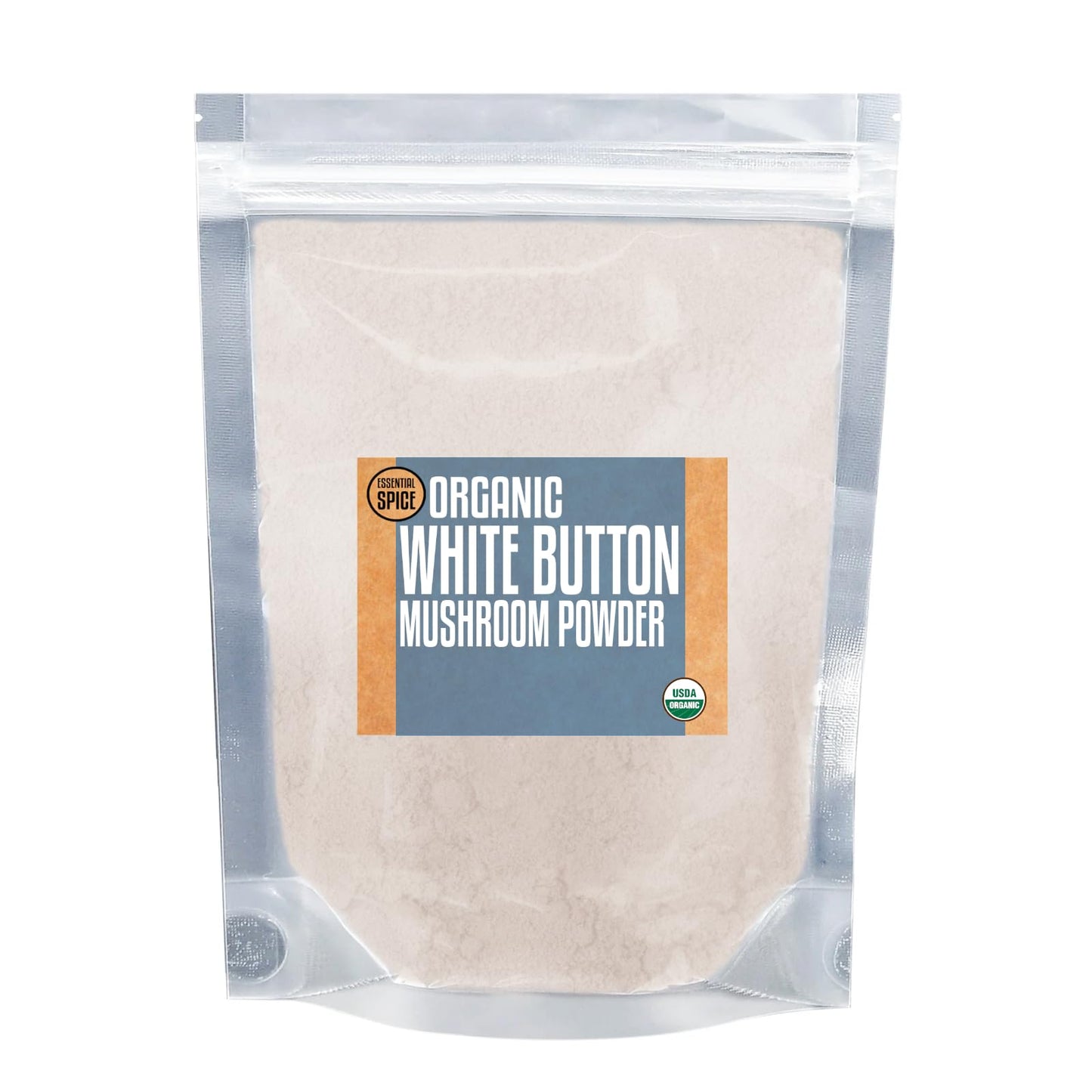Essential Spice Organic White Button Mushroom Powder - Mild Umami Flavor, Finely Ground - Ideal for Soups, Sauces, Broths, Seasoning Blends & Everyday