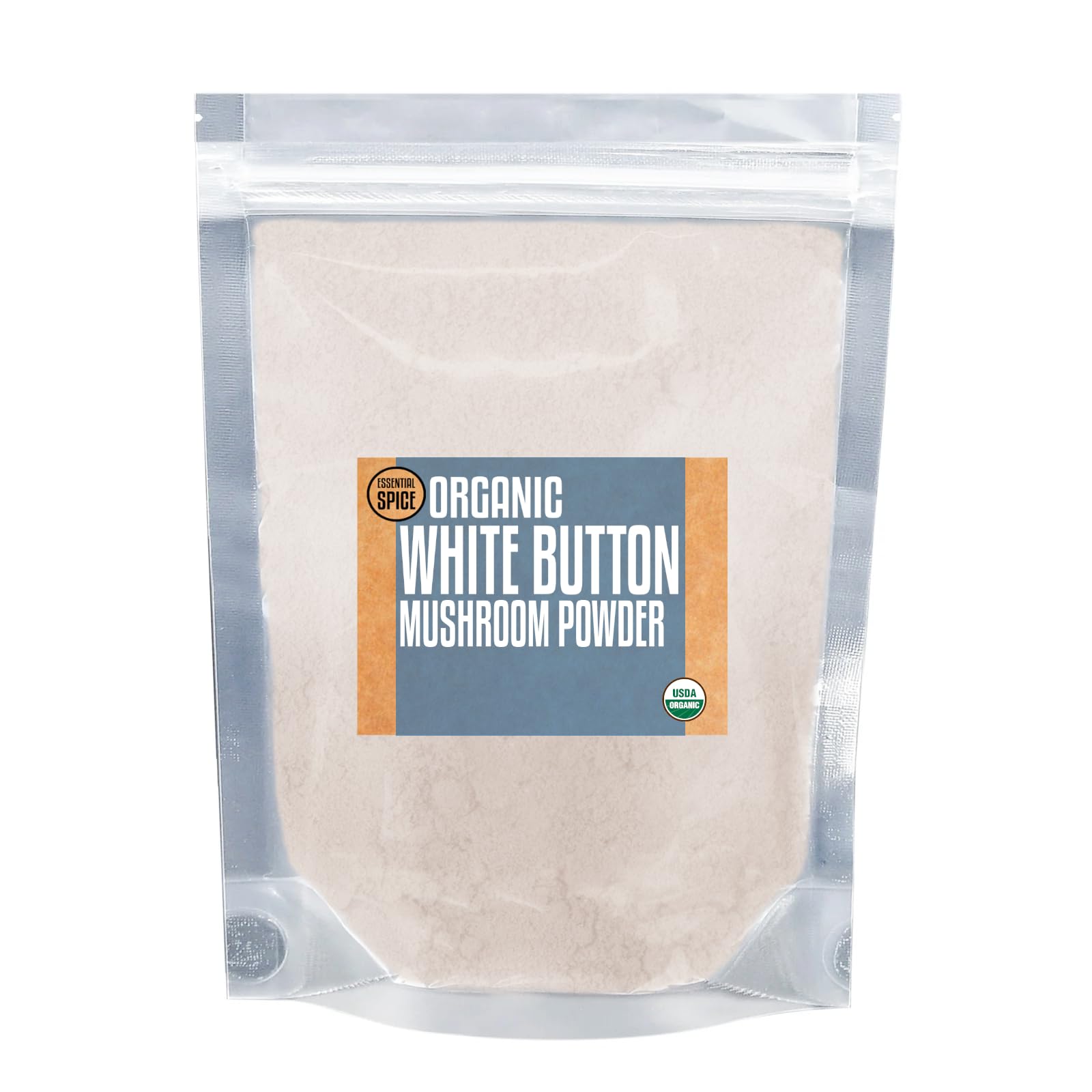 Essential Spice Organic White Button Mushroom Powder - Mild Umami Flavor, Finely Ground - Ideal for Soups, Sauces, Broths, Seasoning Blends & Everyday