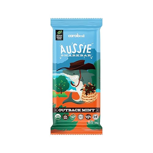 CAROBME ORGANIC OUTBACK MINT CAROB BAR | Vegan Soy Free Gluten-Free | Caffeine Free Substitute for Chocolate, Candy and chocolate bars