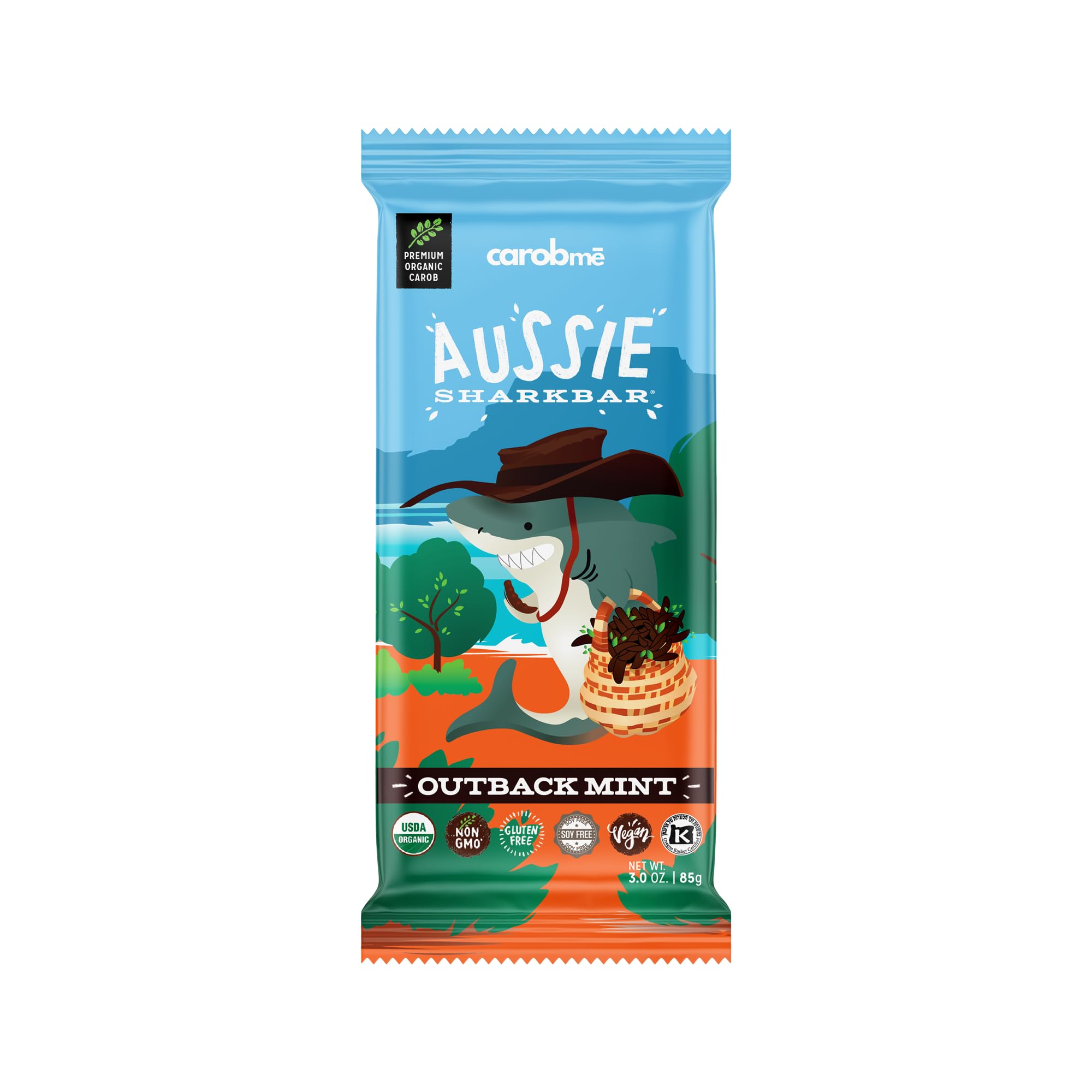 CAROBME ORGANIC OUTBACK MINT CAROB BAR | Vegan Soy Free Gluten-Free | Caffeine Free Substitute for Chocolate, Candy and chocolate bars