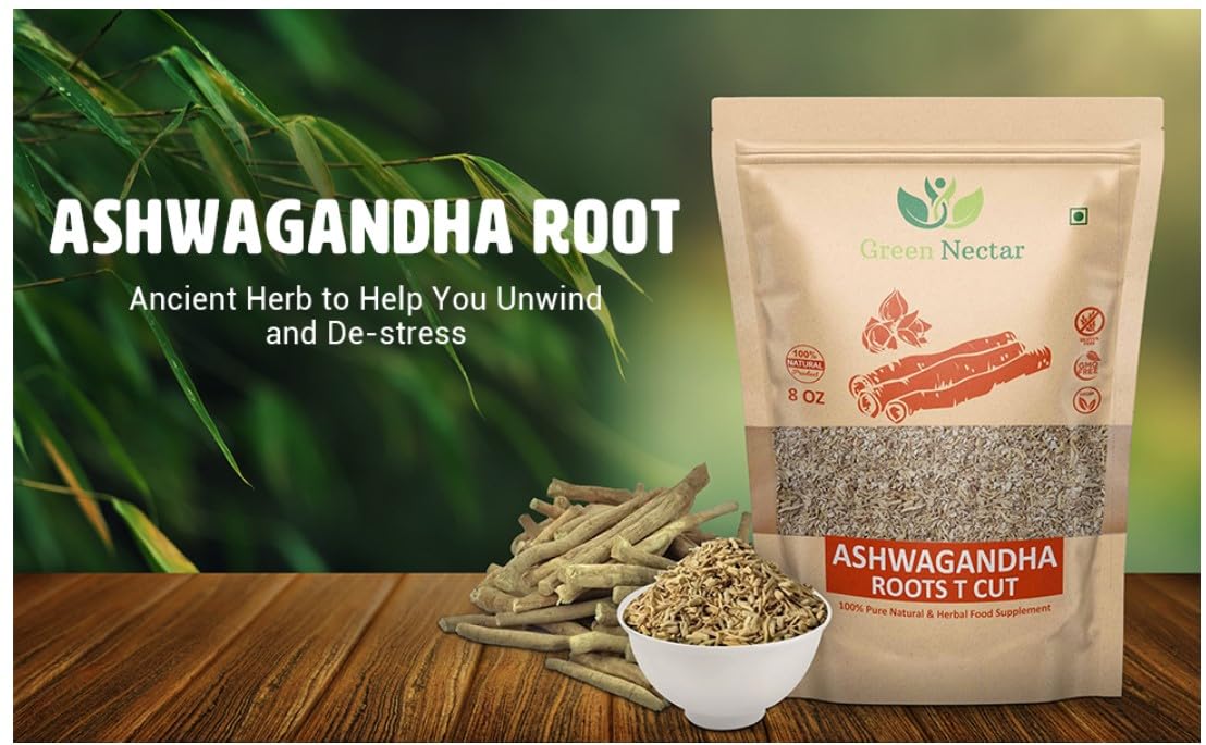 Ashwagandha Root 8 Oz |(Tea Cut), Dried Ashwagandha Herb, 100% Naturally Dried, Withania Somnifera. Best Particle Size For Making Tea (1)