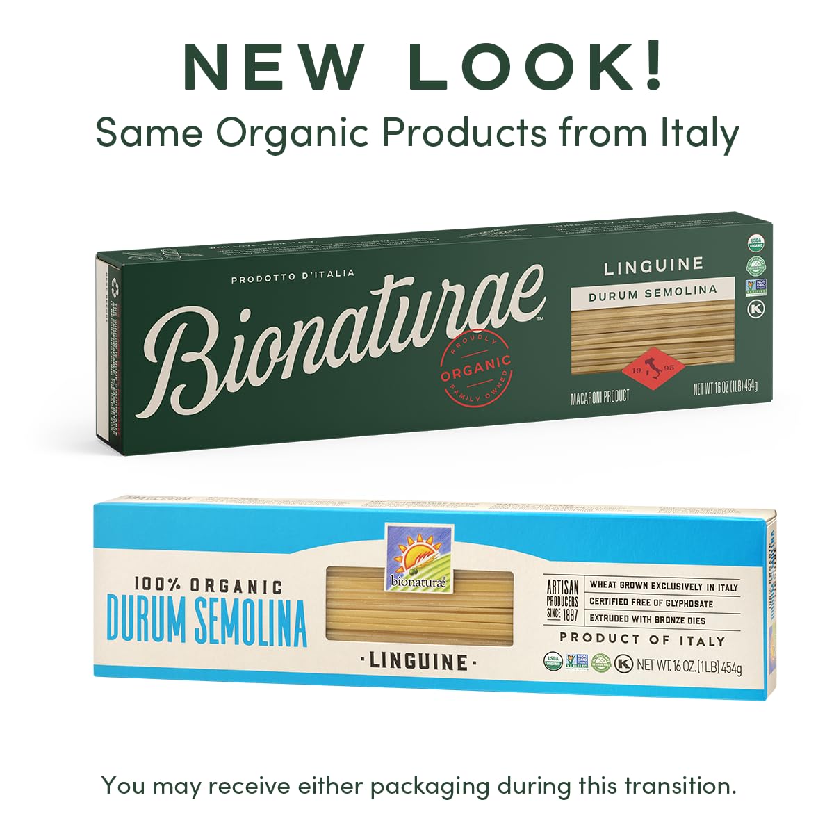Bionaturae Linguine Pasta Noodles - Durum Semolina Pasta, Kosher, High Protein, Non-GMO, USDA Certified, Durum Semolina Linguine, Linguine Pasta