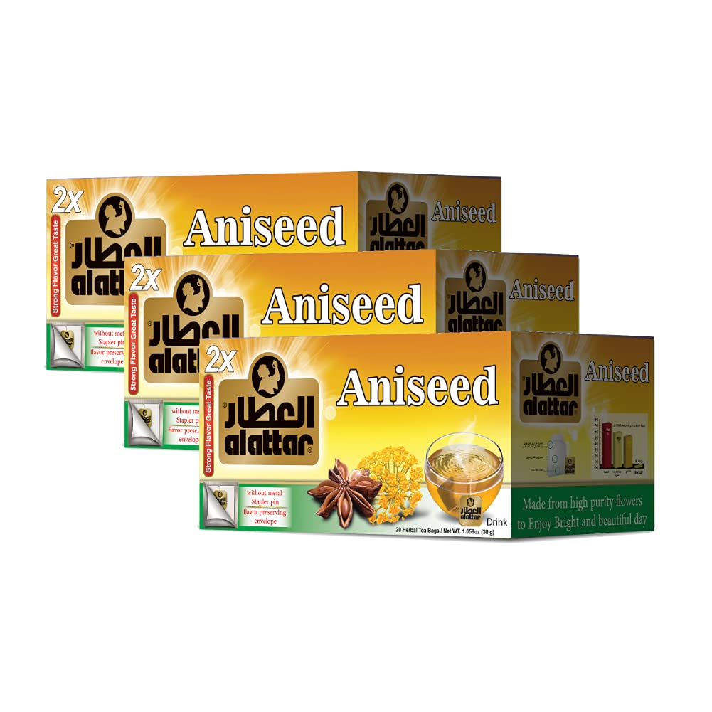 AL ATTAR Aniseed Natural Tea Beverages | Assorted Tea Bags - Multiple Flavors | Fruit Tea, Chamomile Teas, Green Tea & More | Caffeine