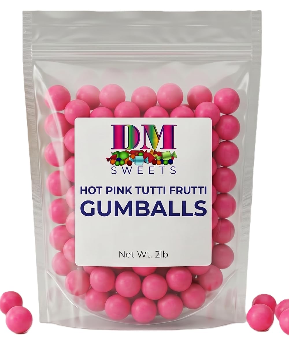 Pink Gumballs - 2 lb Bulk Bag Tutti Frutti | Shimmer Pink Candy | Delicious Fruit Flavor | Candy Buffet, Baby Showers, Birthdays, Weddings, Party