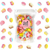 Susa Candy Swedish Mini Mix - 1/2 lb Vegan & Gelatin Free Sweet & Sour Gummies | Assorted Skulls & Ovals | Banana-Toffee, Raspberry-Blueberry, Cola