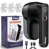 Fabric Shaver - Ziitty Lint Remover for Clothes, Sweater Defuzzer with LCD Display, 3-Speeds, 6-Blade, Type-C Rechargeable, Sweater Shaver to Remove
