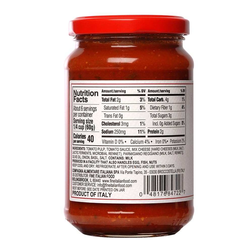 Mantova Italian Margherita Pizza Sauce 12.5 oz - Pack of 2, Product of Italy, Gluten Free, No Added Sugars, All-Natural Ingredients