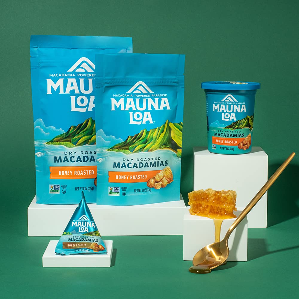 Mauna Loa Honey Roasted Macadamia Nuts, 24 Pack of 0.5 oz Mini Pouches, Gluten Free, Sweet & Crunchy Snack