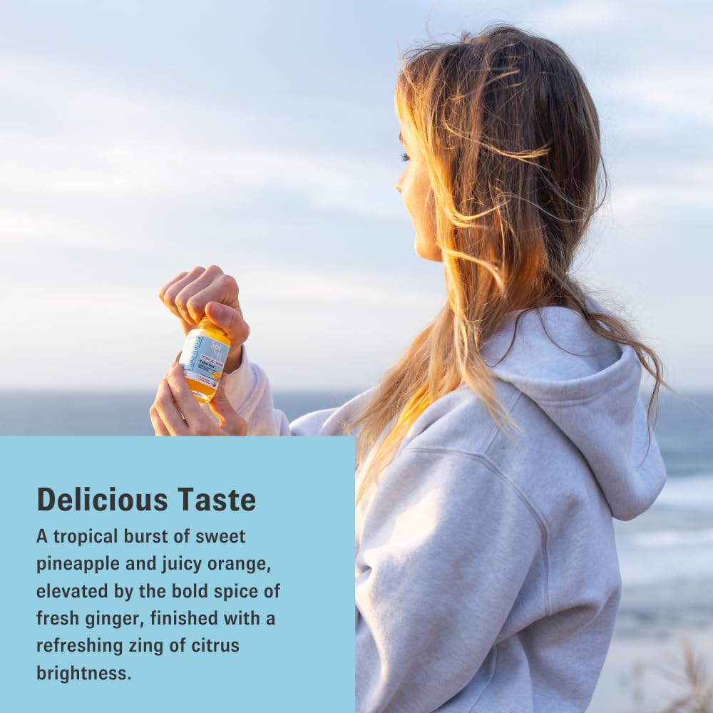 Sol-ti Organic Tropical Ginger SuperShot Drink, Aids in Collagen Production and Promotes Skin Elasticity, SuperFood, Cold-Pressed Fruit Juice Blend
