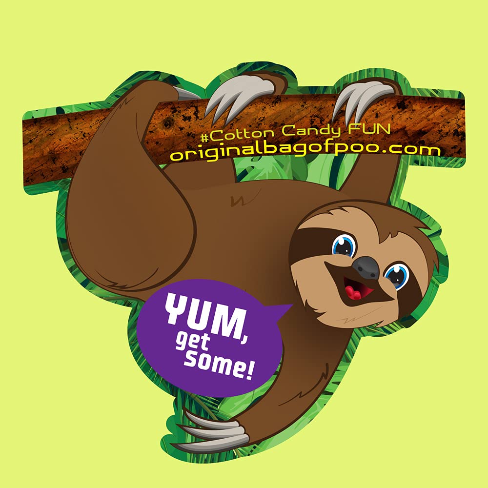 The Original Bag of Poo®, Sloth Poo (Black Cherry Flavor Cotton Candy), Novelty Poop Gag Gift. Free sticker inside.