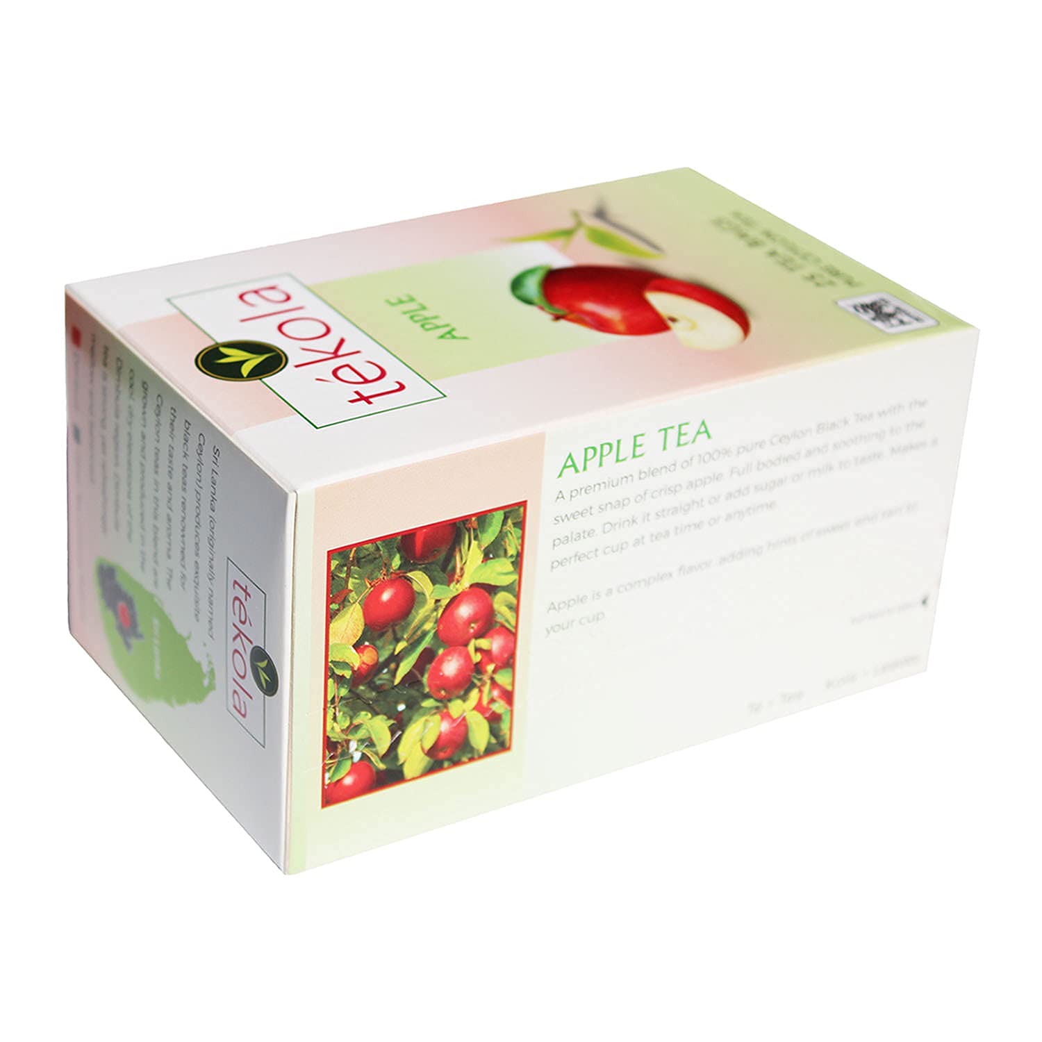 tekola, Ceylon Black Tea, Apple. A premium blend of 100% pure Ceylon Tea with apple flavor. Full-bodied and soothing, with the sweet snap of crisp