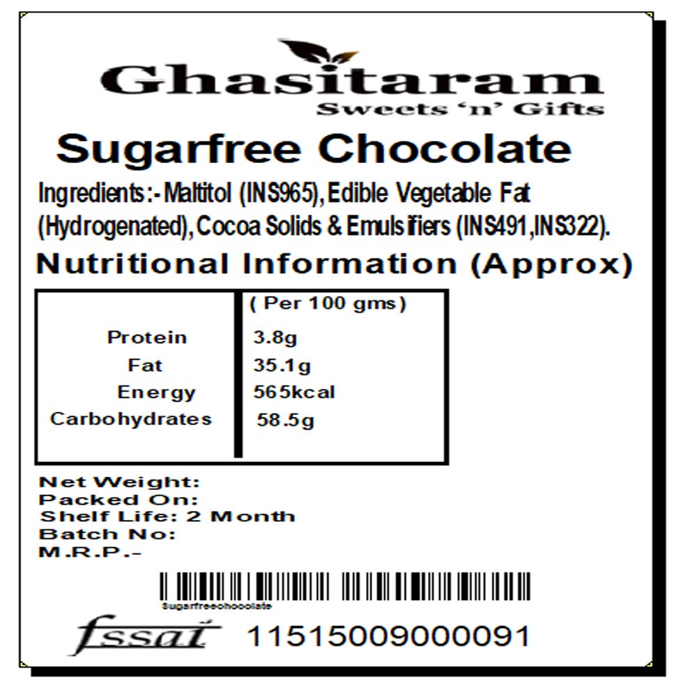Ghasitaram Gifts Diwali Gifts Diwali Sugarfree Chocolates - Sugarfree Chocolates in Net Pouch