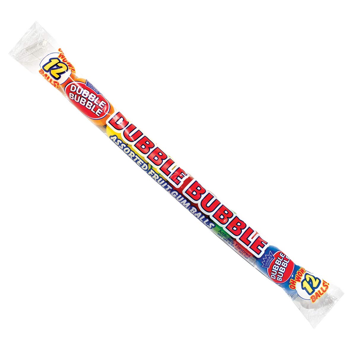 Dubble Bubble Gumballs, 24 pack of 12-Gumball Tubes in Assorted Fruit Flavors