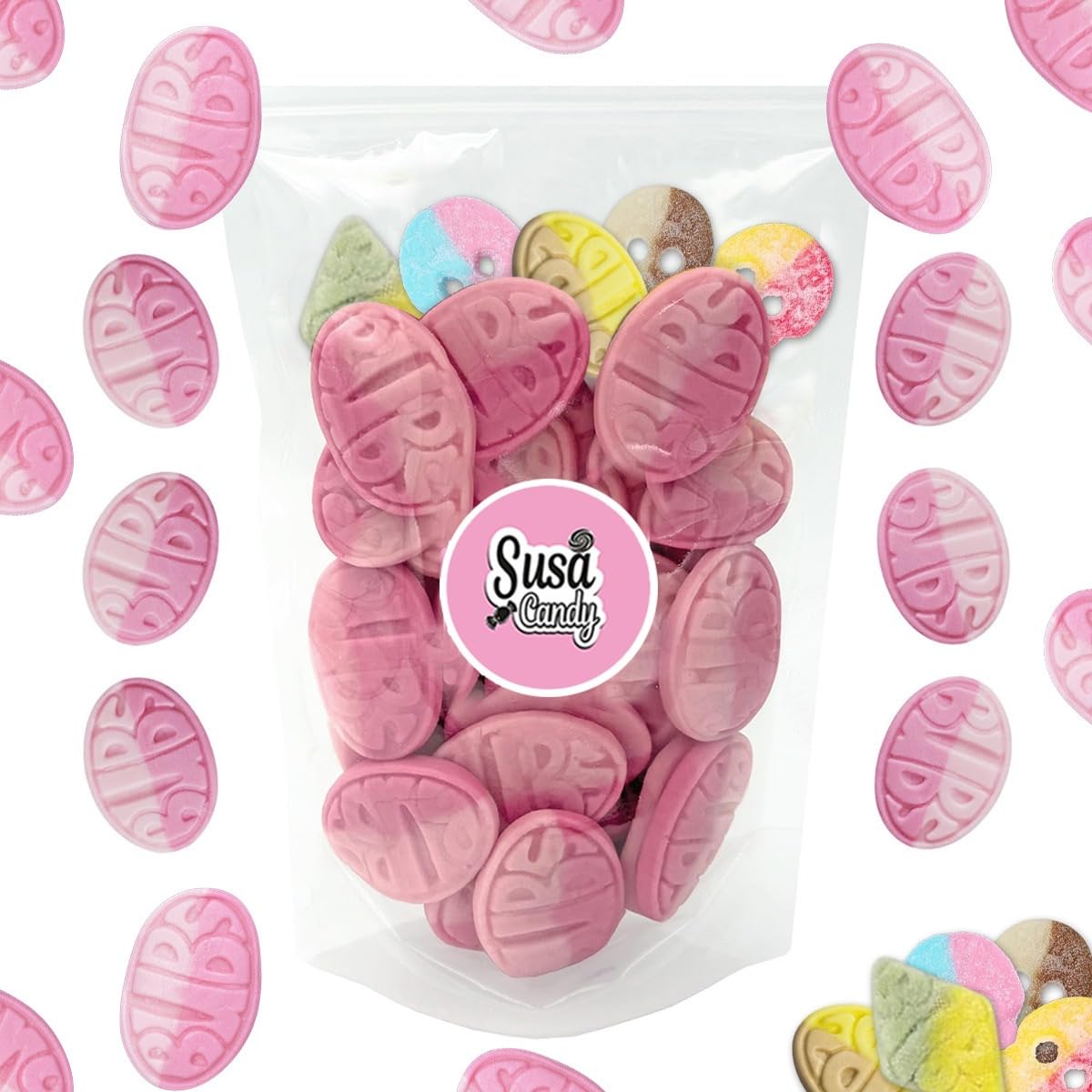 BUBS Strawberry Pomegranate Ovals Swedish Candy, (1.2 Pounds) - Chewy Foam Gummies, Gelatin-Free, Imported from Sweden (1.2 LB, Strawberry